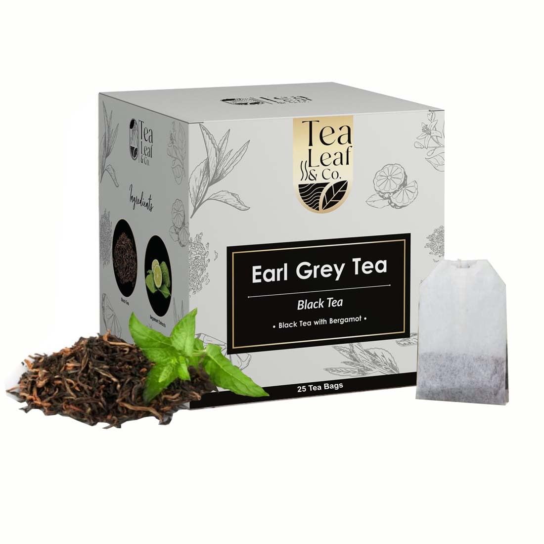 Tea Leaf & Co. Earl Grey Black Tea with Vitamin C High Energy & Heart Health Supports Cholesterol Blood Pressure & Sugar Levels 25 Tea Bags Pack of 1
