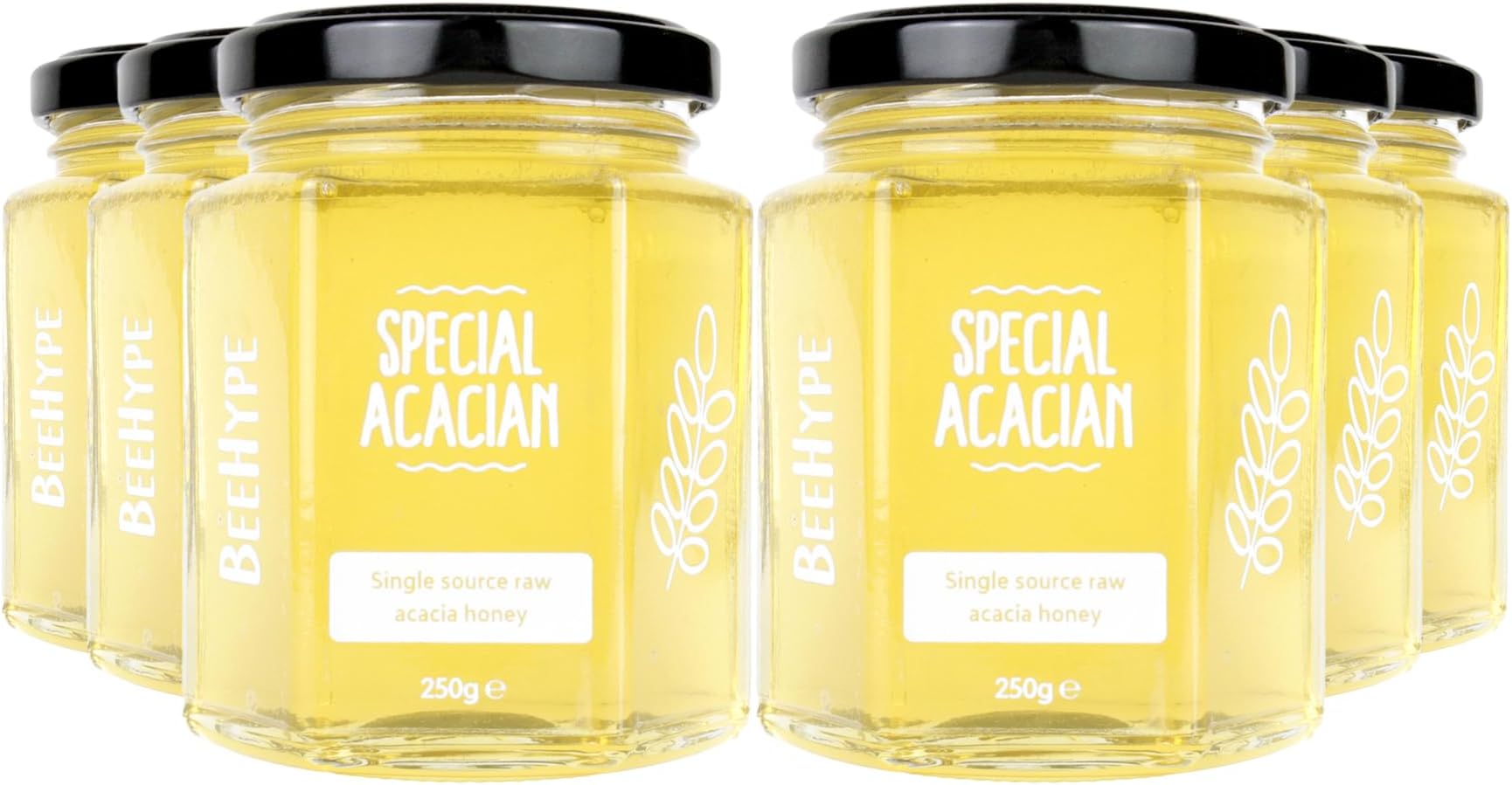 BeeHype - Special Acacian, 100% Pure Luxury Acacia Raw Bee Honey, 6 x 250g