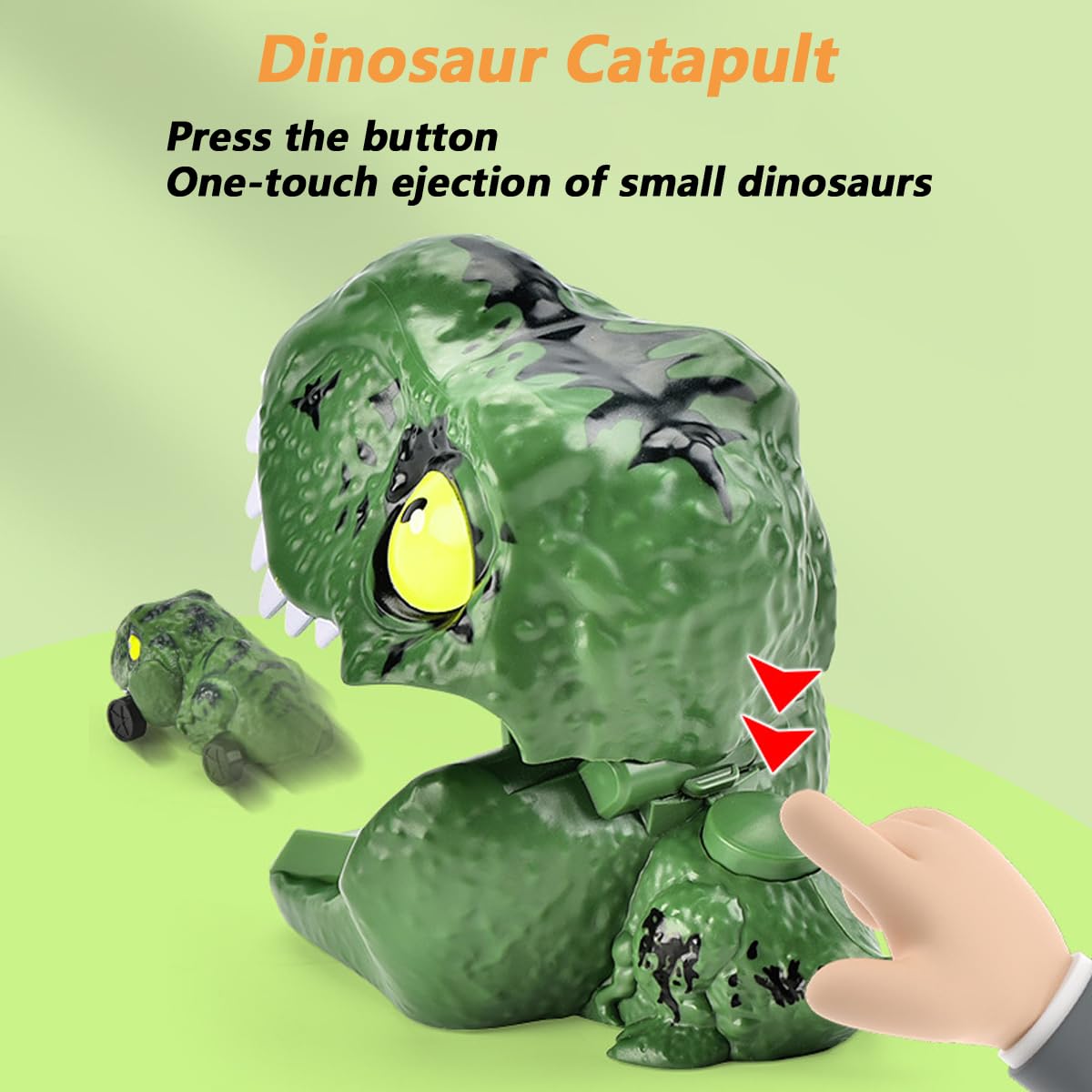 Fuwraixis Dinosaur Catapult Toy, Cartoon-style large-headed dinosaur, amusing Catapult Car, Gifts for children - Image 3