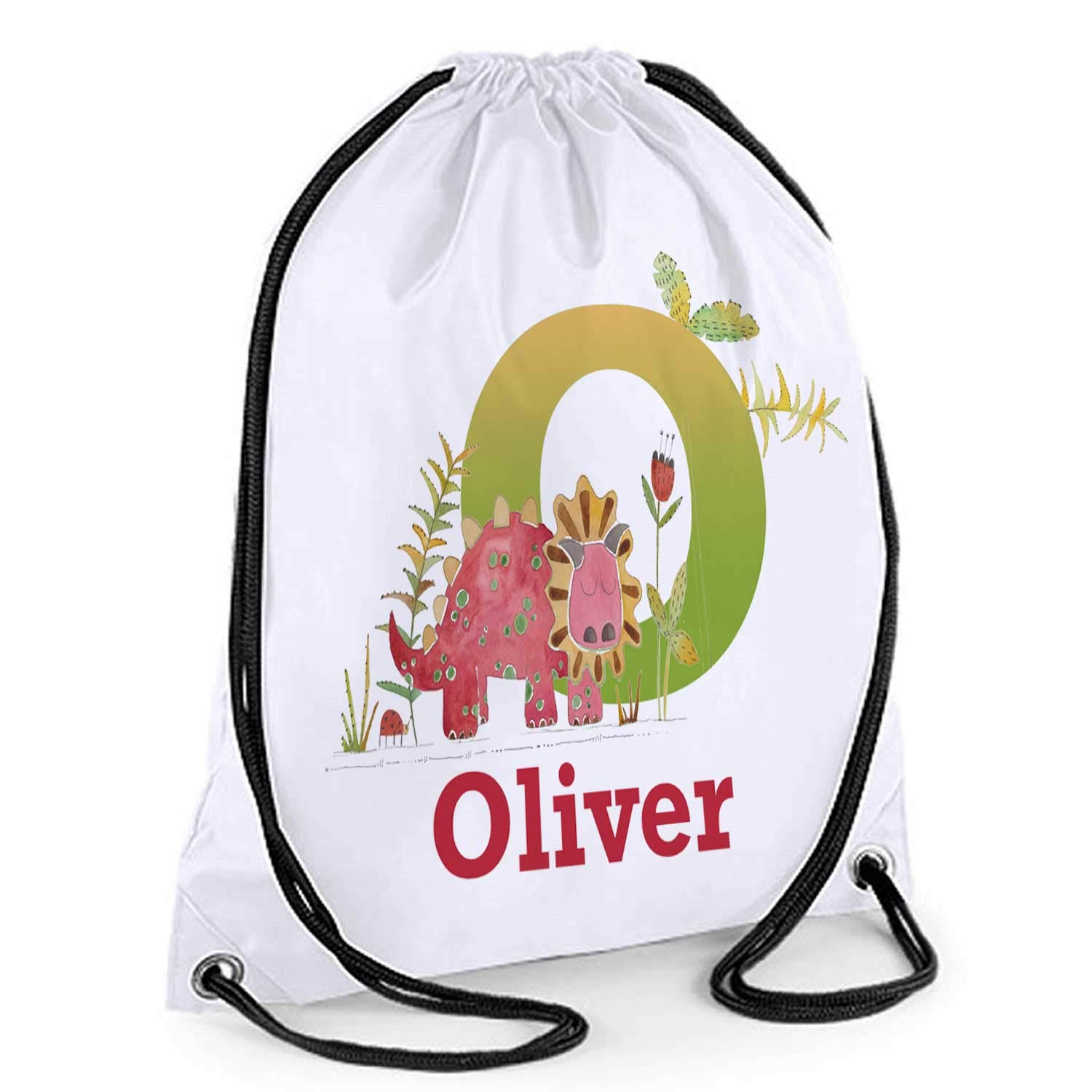 Tigerlilyprints Personalised Drawstring Boys Sports Bag (Dino Yellow)