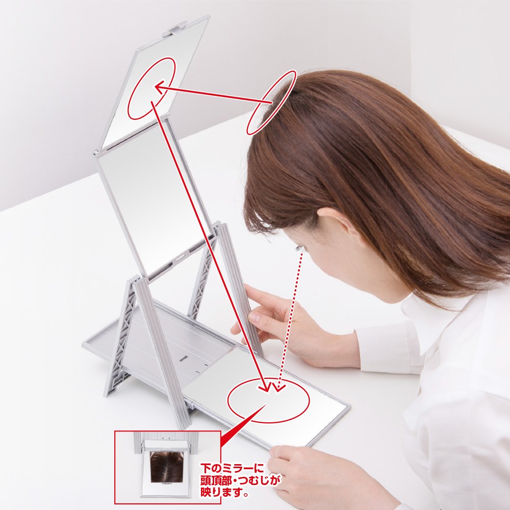 Horiuchi Mirror Kogyo Hair Check, Napure Mirror, Silver, Makeup