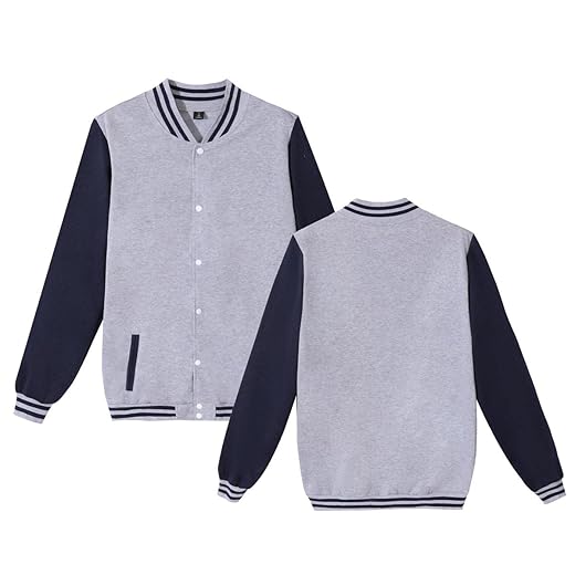 Mowbeat Women Baseball Jacket Varsity Uniform Unisex Adult Long Sleeve Casual Loose Cardigan Men's Track Jacket