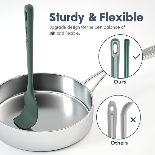 Vista 98 de Juego de 4 espátulas de silicona, espátulas de goma de grado alimenticio, con mango fuerte y agarre ergonómico, resistentes al calor para utensilios