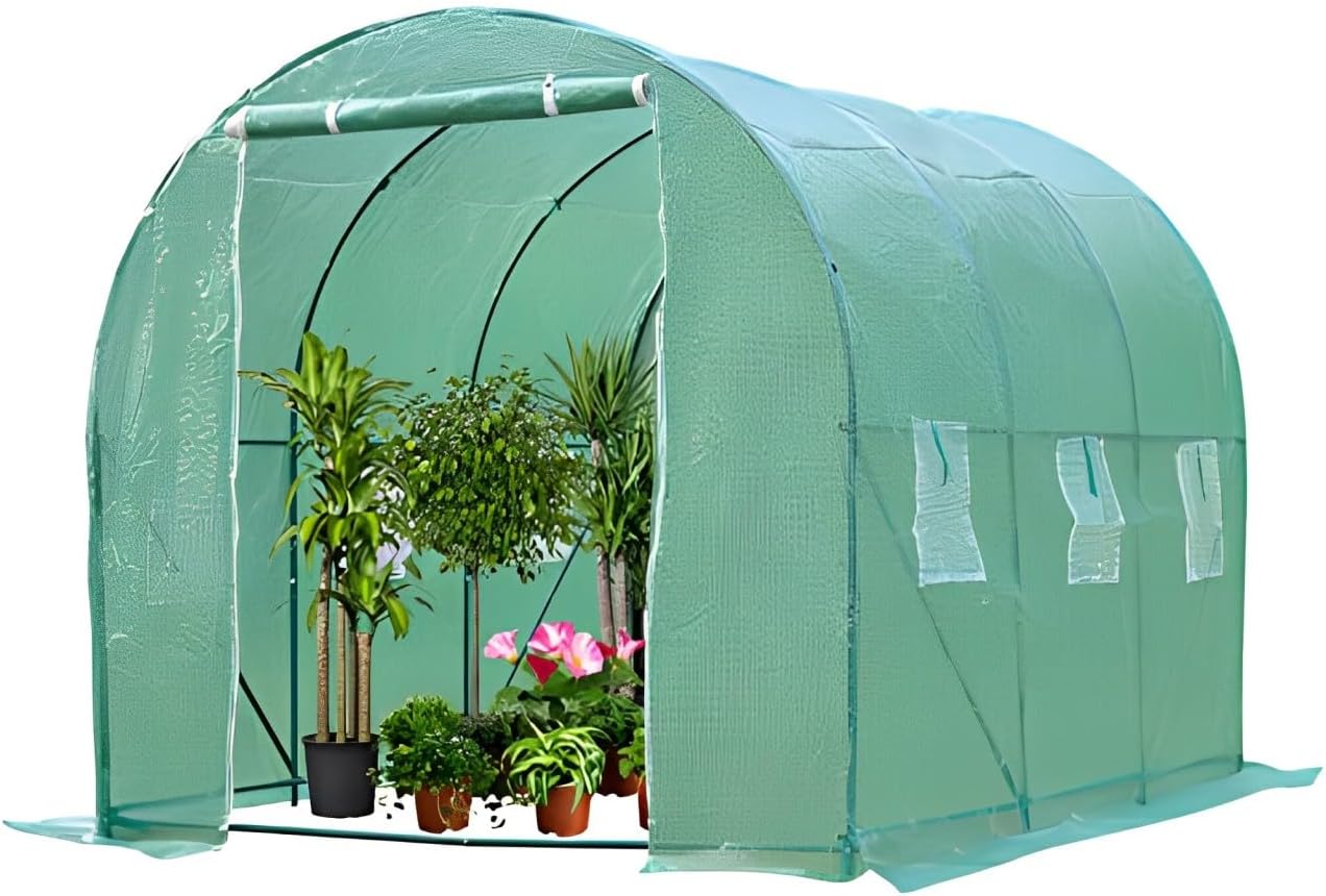 Greenhouse Walk-in Green House Greenhouse Kit with Observation Windows for Outdoor Plants Growing,Green Houses for Outside (L10'xW7'xH7')
