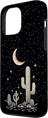 Miniatura 2 de iPhone 13 Pro Max Cactus Stars and Moon Boho - Bonita funda minimalista estilo occidental chic