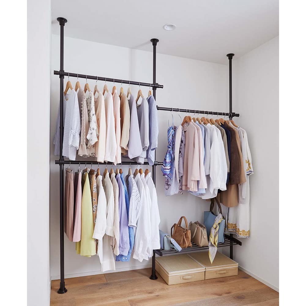 Amazon.co.jp: 家具 収納 衣類収納 パイプハンガー タテ・ヨコ伸縮