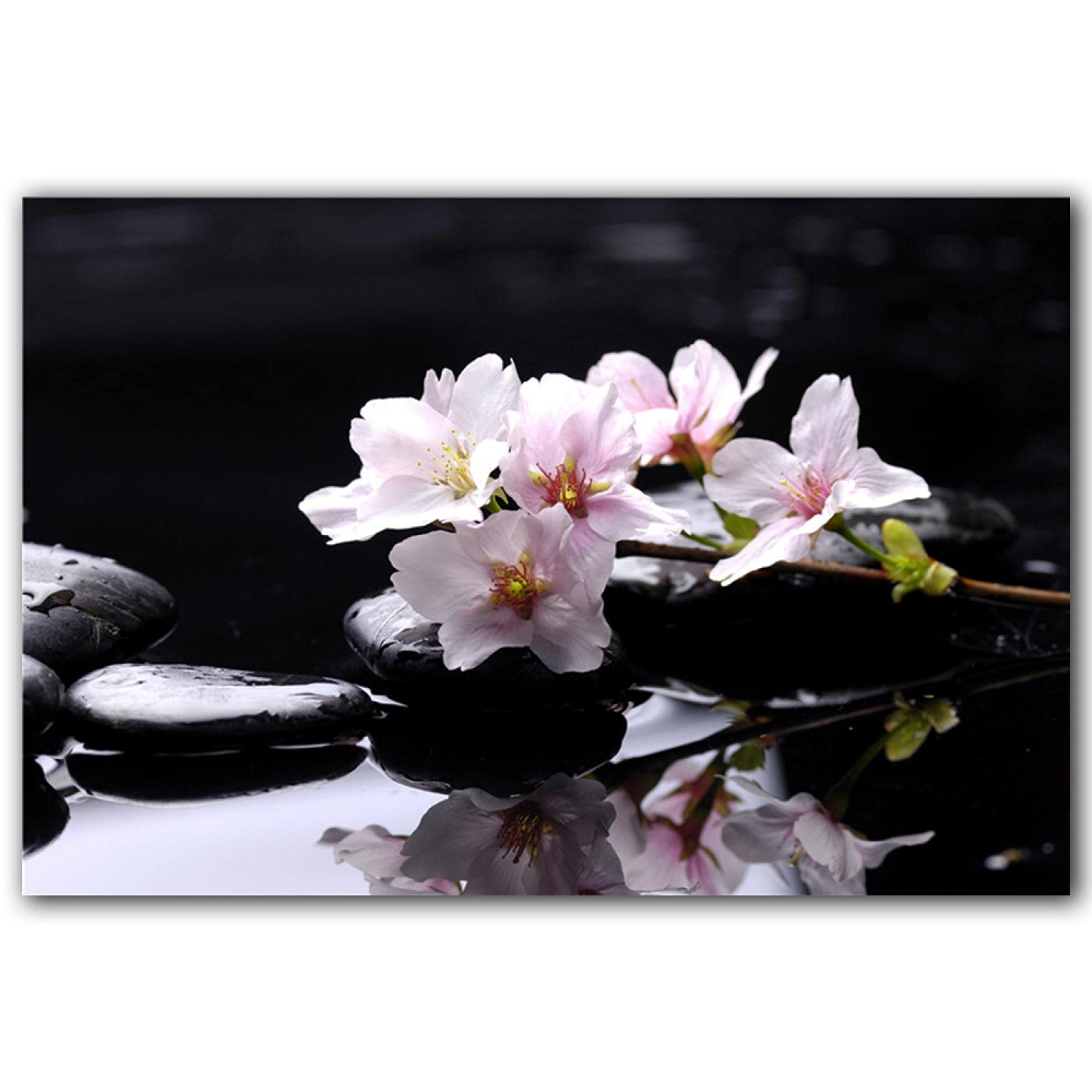 Tongda Decor Rosa roja y piedras Zen negras Lienzo Pintura Cartel Mariposa Melocotón Flor de pared Arte de bambú Impresión sobre lienzo Decoración de pared moderna 60x80cmx4pcs sin marco