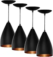 Kit 4 Pendentes Vegas (Preto Textura / Bronze)