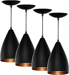 Kit 4 Pendentes Vegas (Preto Textura / Bronze)