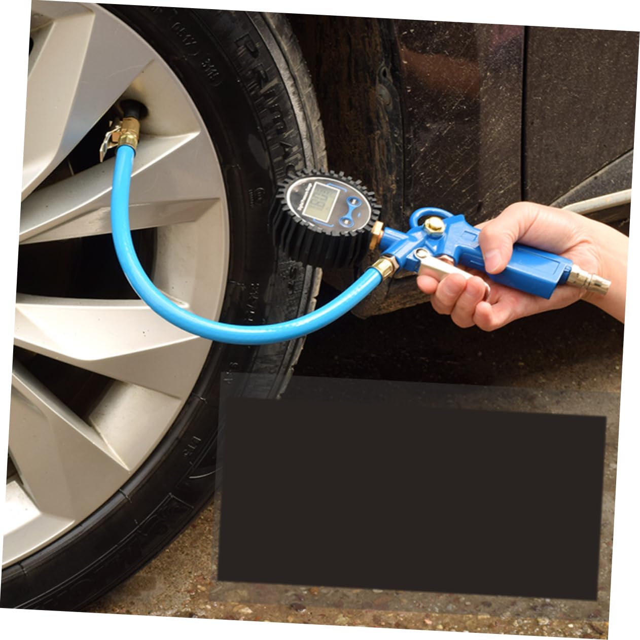 Gatuida Manometro Digitale senza Batteria per Pneumatici ad Alta Pressione Mandrino in Metallo Resistente per Utilizzo Facile una Mano
