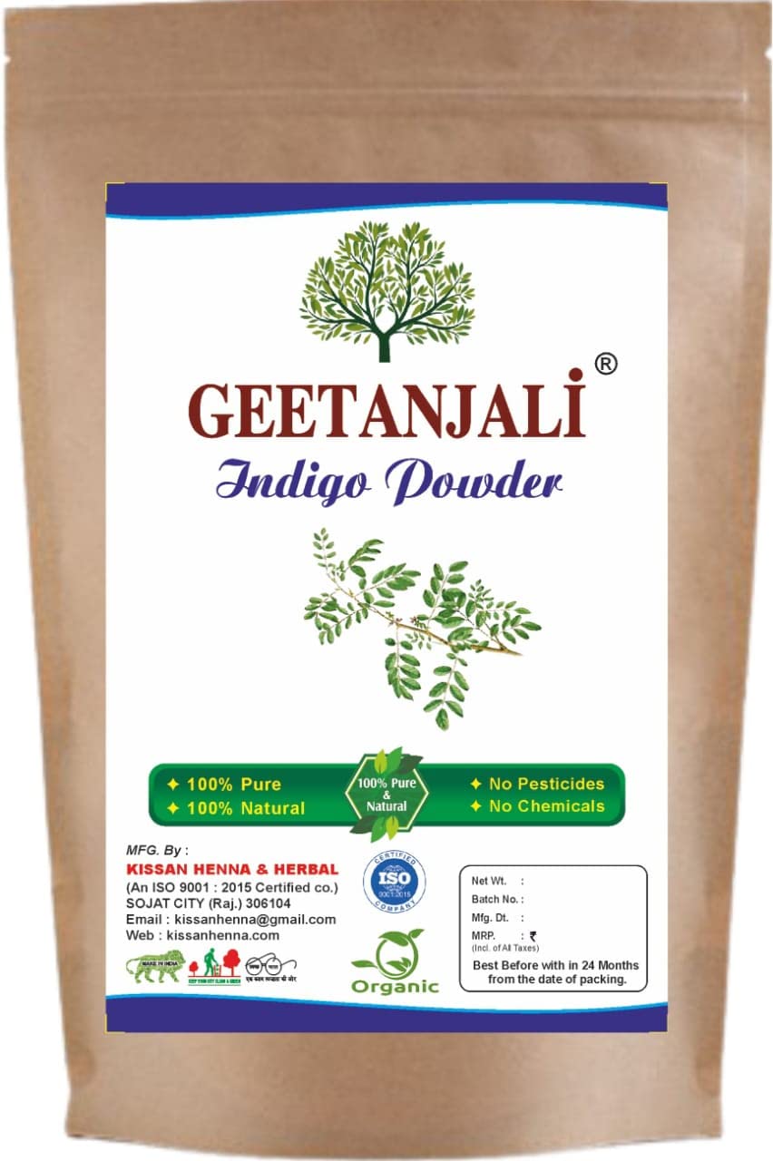Geetanjali Indigo Powder for Hair Dye - 100% Herbal Indigo Powder Chemical-Free Hair Color Hair Strengthening Powder Hair Conditioning Hair Care Natural Product For Men And Women - 200g-image-1