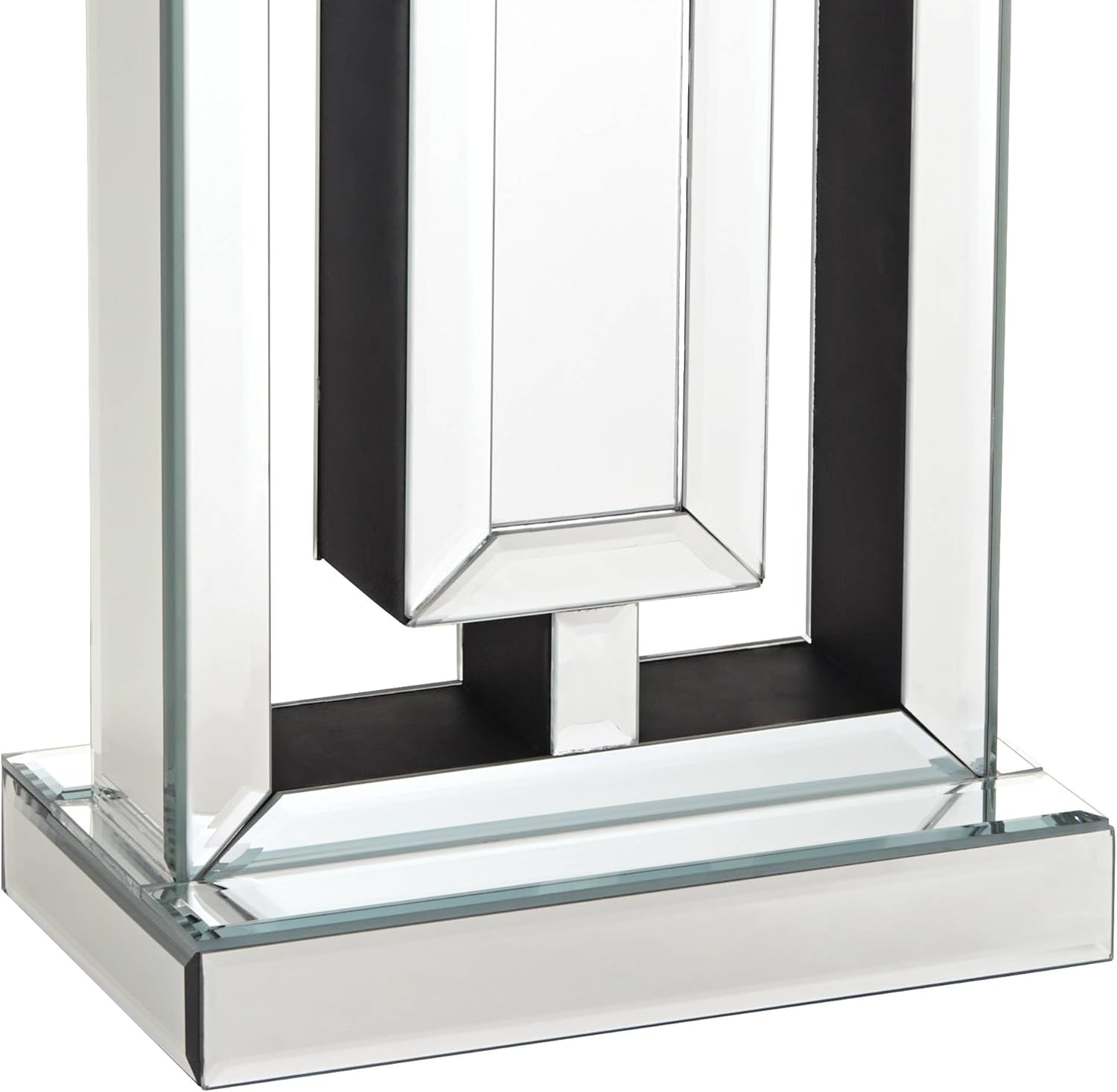 360 Lighting 29" Tall Rectangular Modern End Table Lamp Mirrored Glass Finish Metal Single Fabric Off-White Shade Living Room Bedroom Bedside Nightstand House Office Home Reading Kitchen Entryway