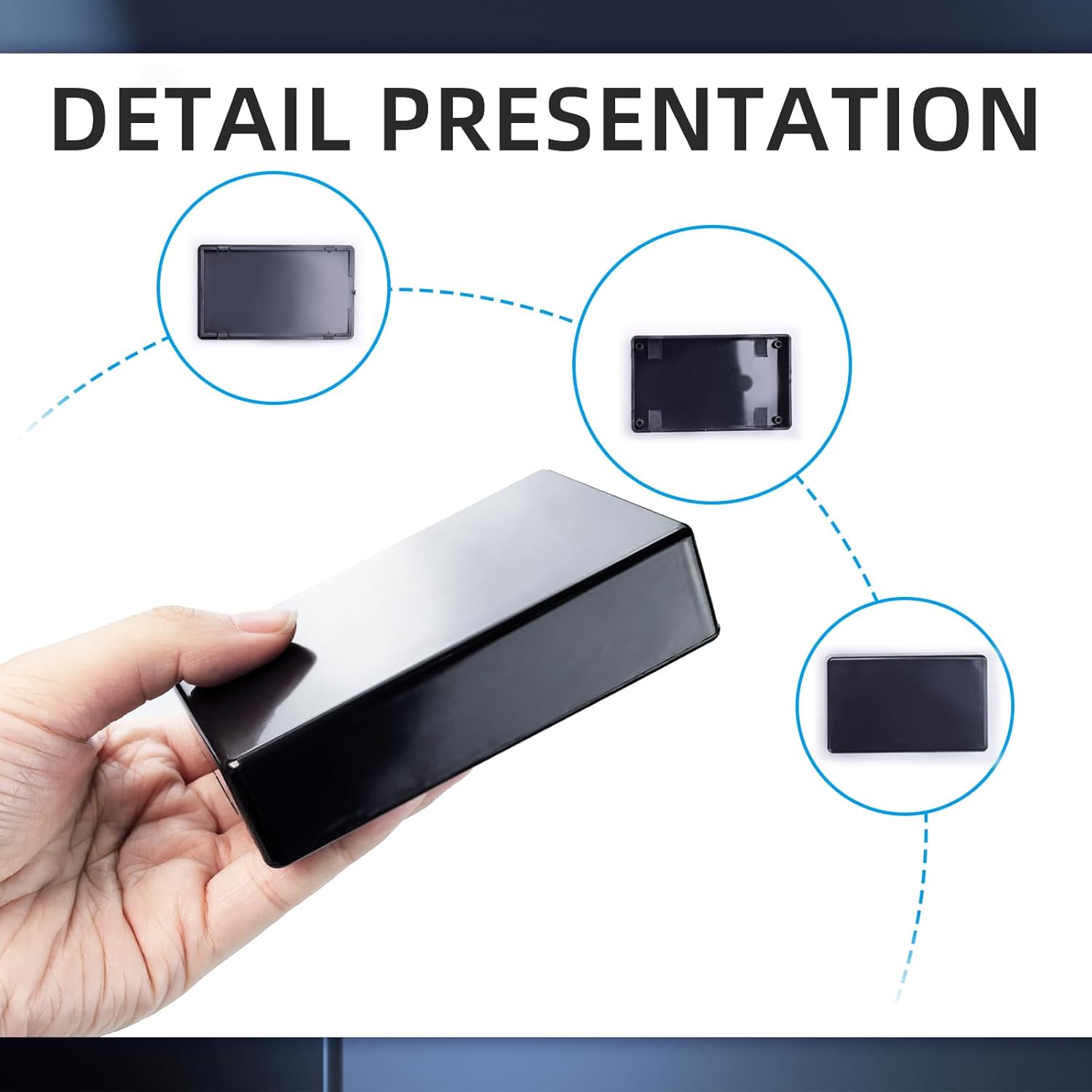 5Pcs Plastic Project Boxes, Electrical Boxes IP65 Waterproof DIY Electronic Junction Box Power Enclosure, Black Instrument Case DIY Power Junction Box for Electronic Project 100 x 60 x 25 mm