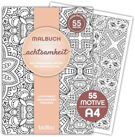 BIROYAL Malbuch Für Erwachsene A4 - 100 Mandalas Mit Sprüchen Zur Entspannung
