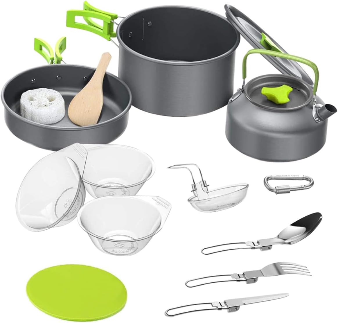 Sosoport 1set Portable Camping Cookware Non-Stick Cooking Utensils for Outdoor Adventures Lightweight for Hiking Picnics and Camping Activities