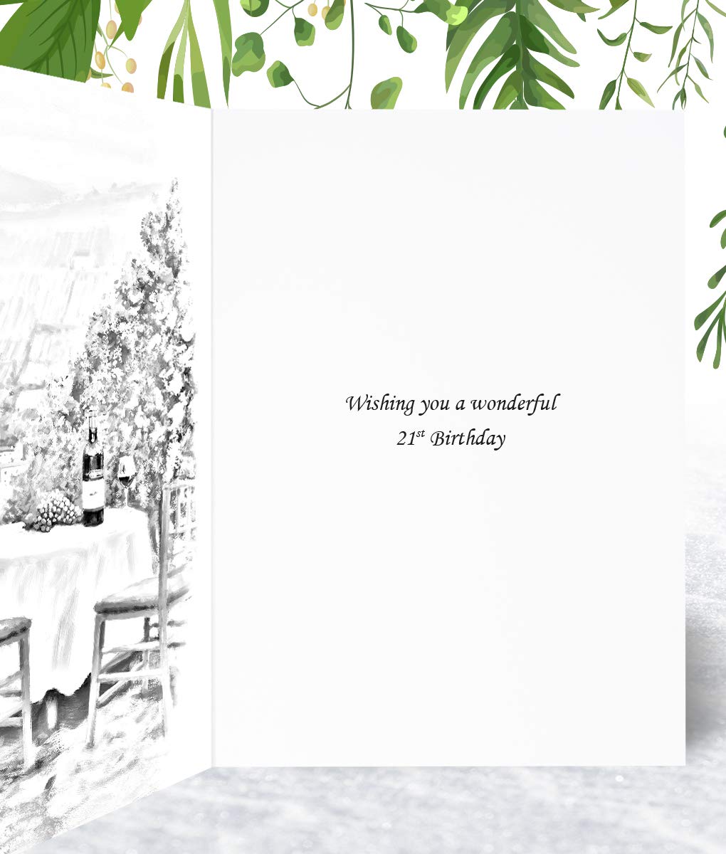 Carte D'anniversaire 21 Ans Pour Une Nièce De Olivia Samuel – Soleil Et Vin – Carte Brillante De Taille Moyenne (A5 – 148 Mm X 210 Mm) Avec Enveloppe Autocollante