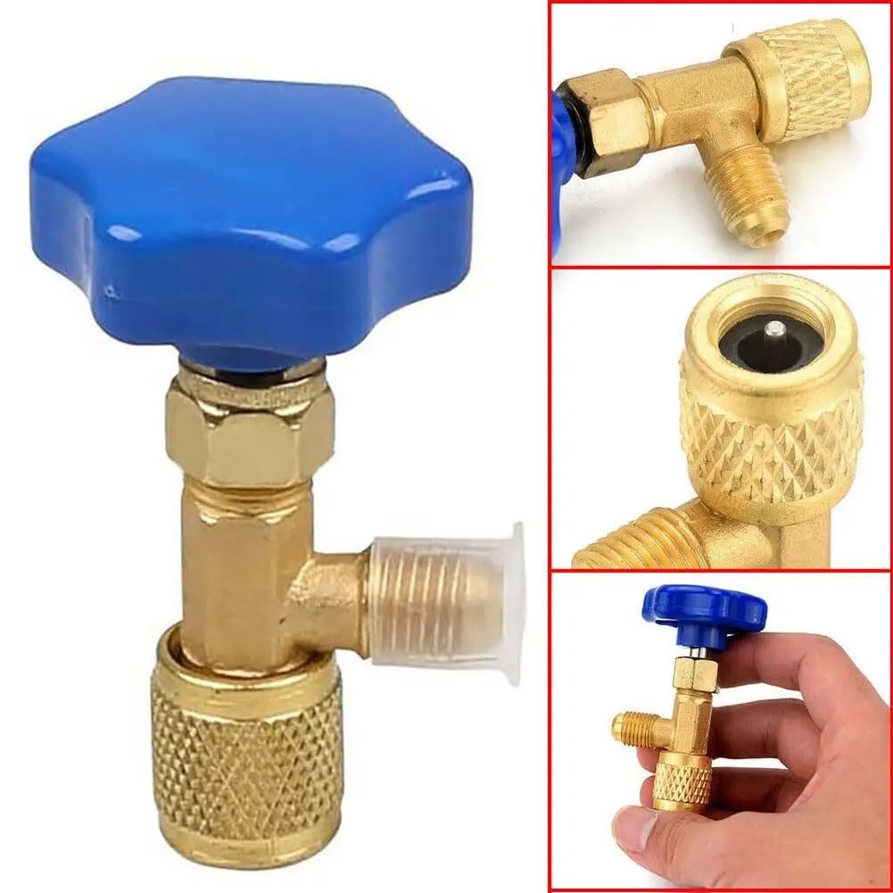 Convient Pour R22 R134a R410A Ouvre-vanne De Distribution De Gaz Réfrigérant Bouteille Réfrigérant Peut Taper 1/4 Adaptateur De Filetage SAE 1 Pièce. Vanne de Commande de Chauffage Voiture(A)