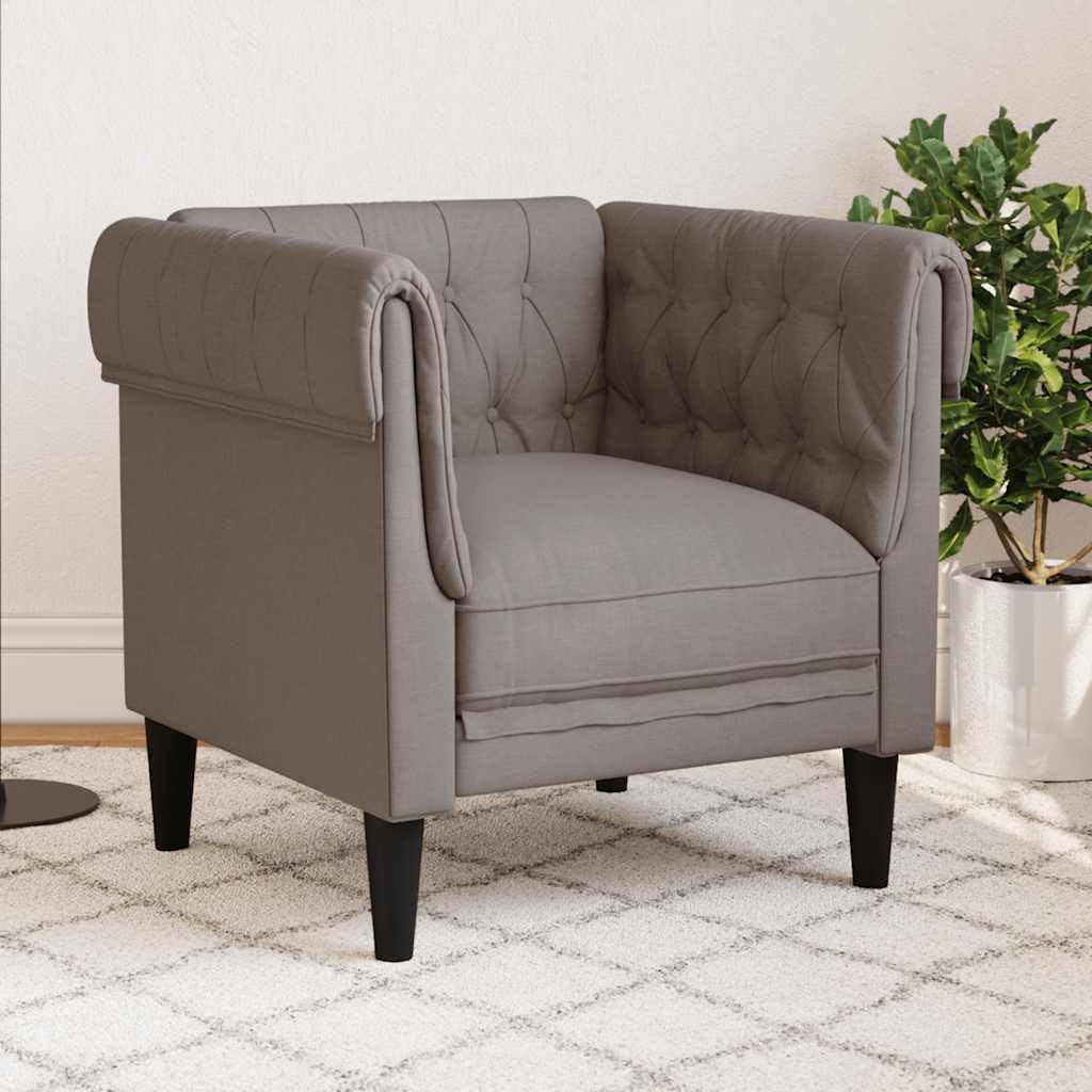 Sillón Chesterfield de Tela Gris taupé,16.4kg-372543