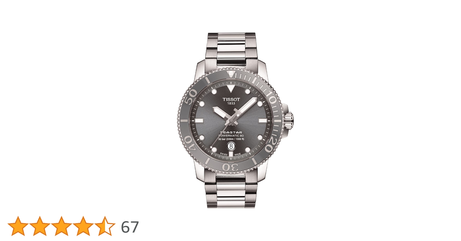 Tissot Relógio masculino Seastar 1000 Powermatic 80 316L caixa de