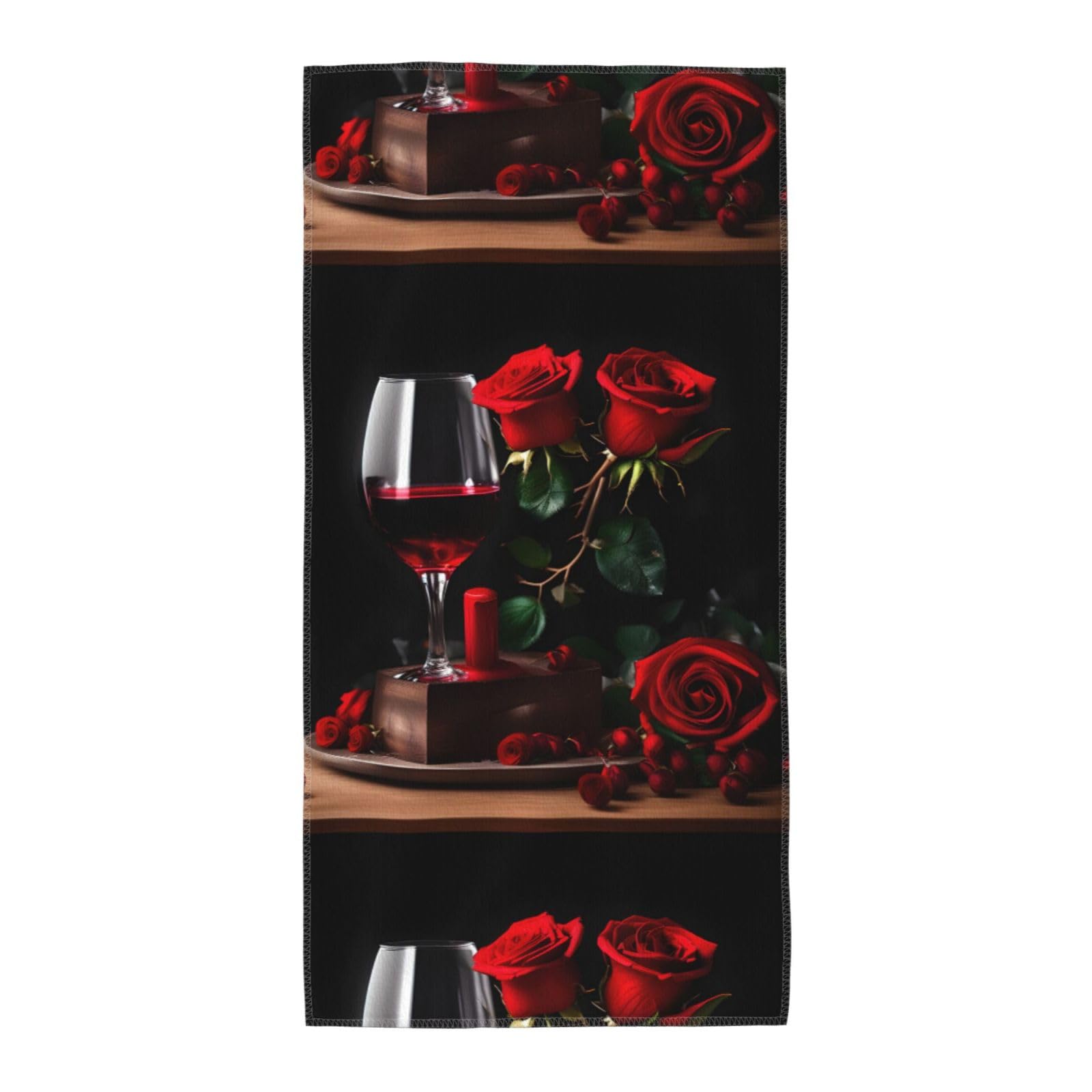 Cbaaghh Red Rose And Wine Romantic Lovers Decor Print Towel, Towels Thick Face Towels Fast Drying Washcloth For Bath, Spa, Gym