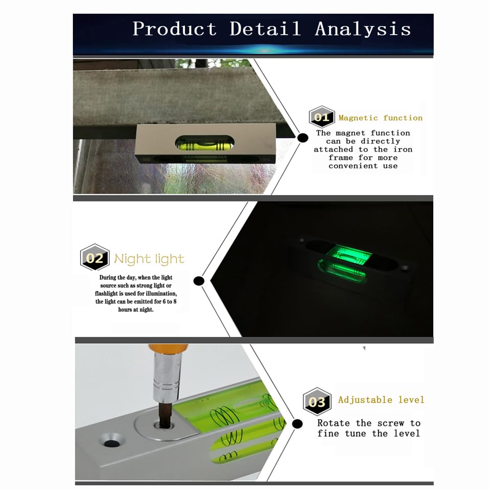 Alta precisione in lega di alluminio metallo livello regolabile bolla piccola barra quadrata luminosa lunghezza magnetica 180 foro passo 150MM
