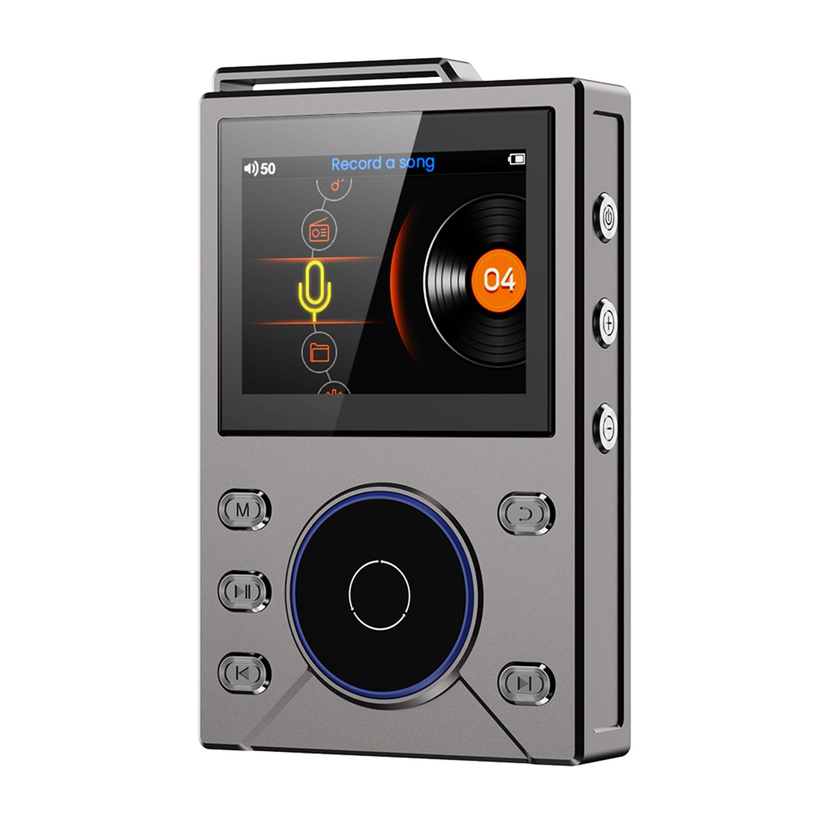 Lettore Musicale HiFi, Lettore Portatile Ad Alta Risoluzione DSD Lossless con Schermo a Colori da 2,4 Pollici, Ruota ALPS, Memoria da 16 GB, Espandibile da 256 GB, per Musica Ad (grigio