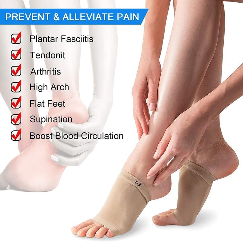 Image of Flat Foot Arch Support for Men & Women | Medial Arch Support for Flat Feet Correction Sleeve with Cushion | Plantar Fasciitis Leg Foot Pain Relief Product | Free Size | For Orthopaedic Shoes Slippers Foot Arch Socks (Flat Foot)