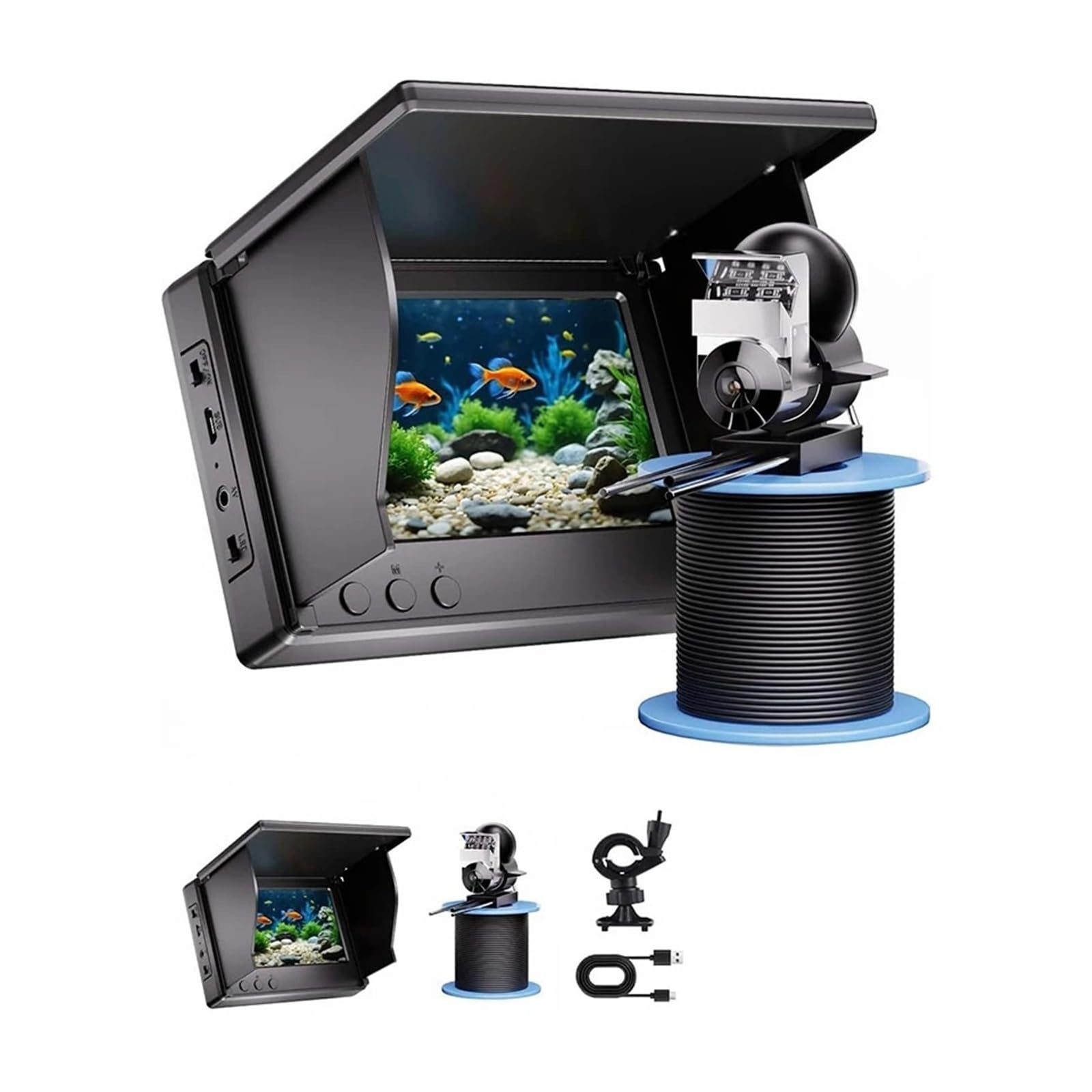 Detector de Peces, PDA 1080P 4,3'' LCD buscador de Peces Profundidad portátil visión Nocturna
