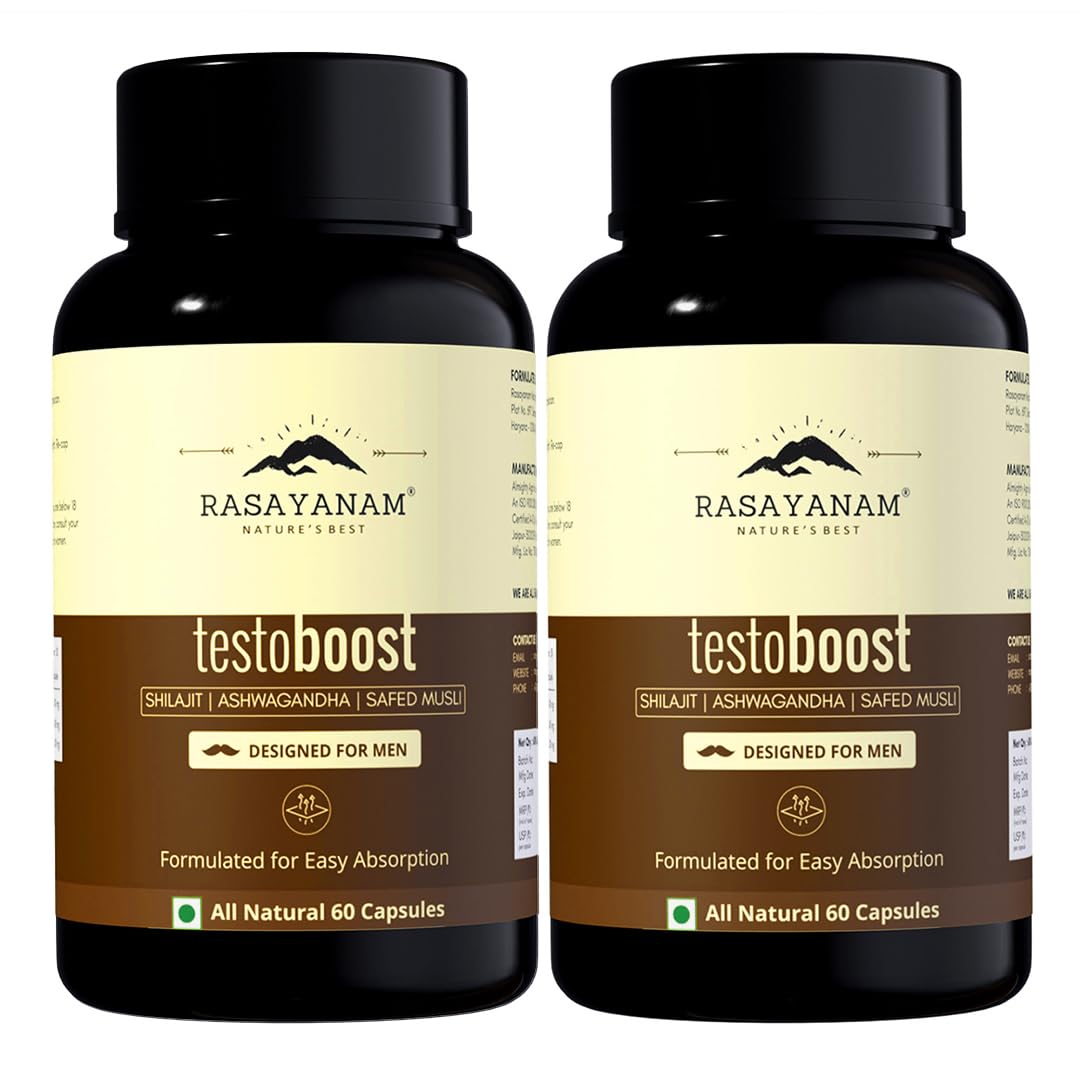 Rasayanam Testoboost Capsules (500mg) | 3-in-1 Testosterone Supplement for Men with Shilajit, Ashwagandha & Safed Musli | Supports Muscle Growth, Energy, Strength, Stamina & Performance - 60 Capsules each (Pack of 2)-image-7