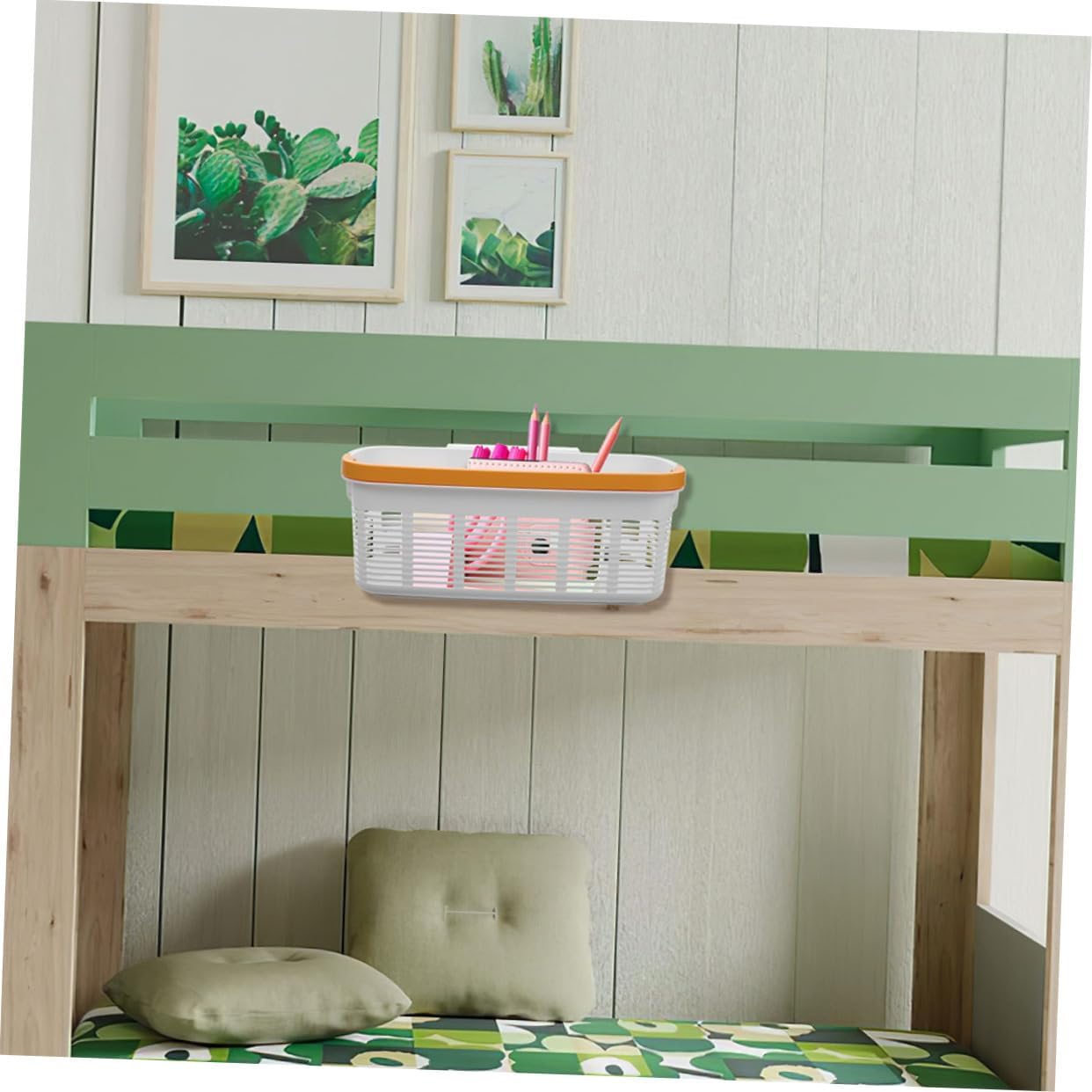 Luxshiny 2pcs Plastic Bedside Storage Basket Handles Hanging Organizer for Dormitory Use Sundries Organizer for Bedside and Desktop Sturdy and Compact Design