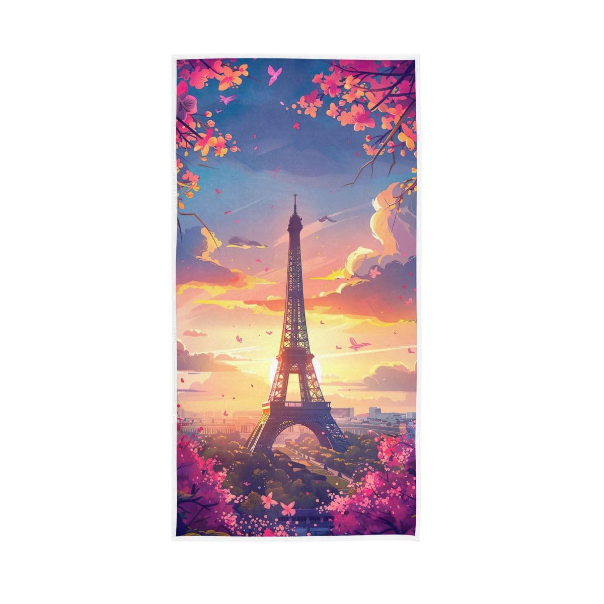 LSRCPD Spring Eiffel Tower Hand Towels, Hand Towels and Washcloths for Bathroom 15 x 30 Inches