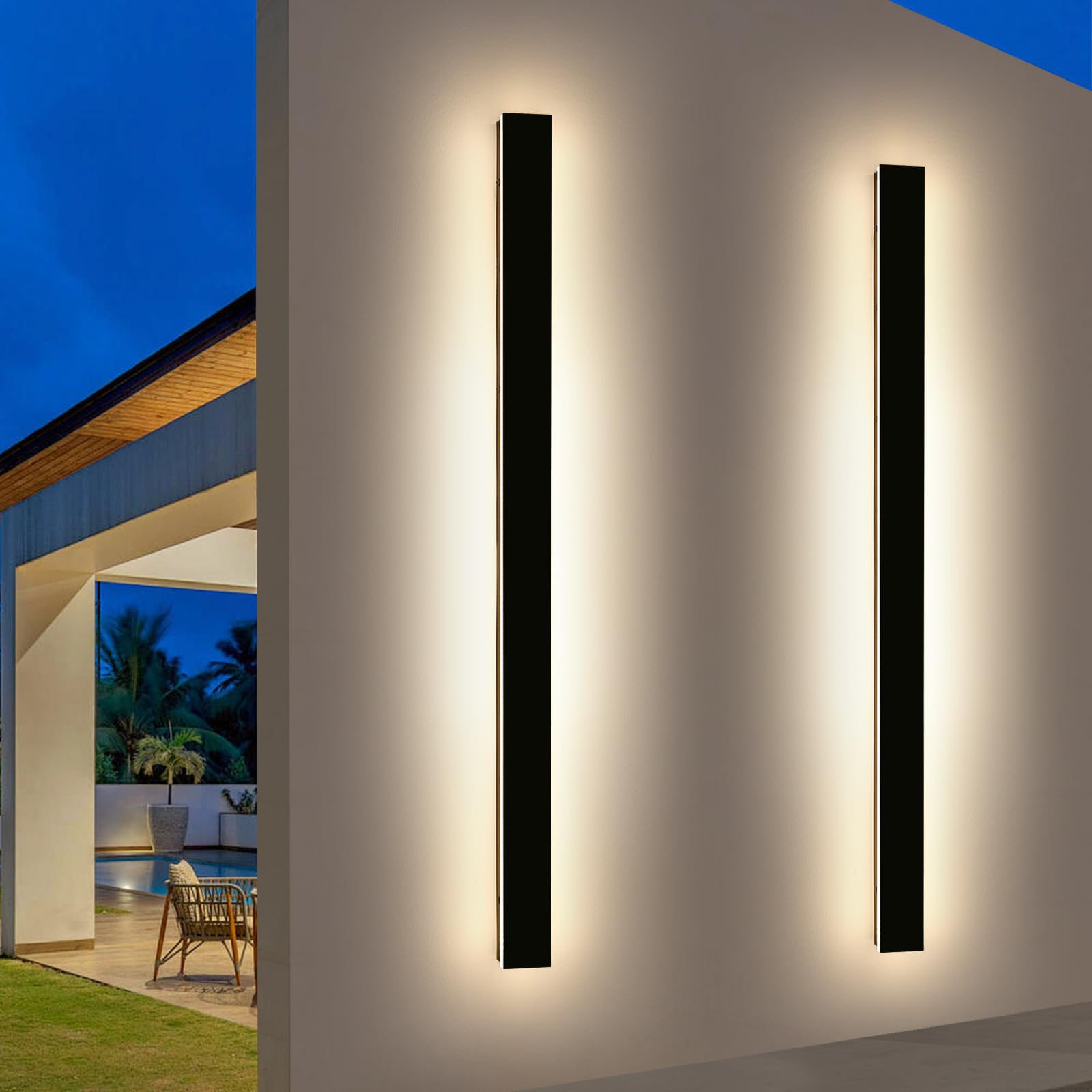 2 Pack Modern Outdoor Wall Light, 71inch, IP65 Waterproof