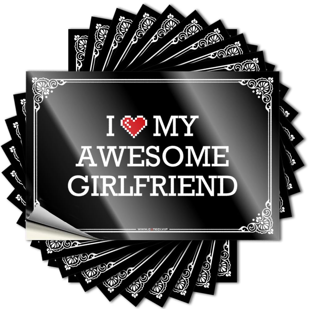 Fzfn Men's Colour Quote Cool Vinyl Decals, Decor For Bedroom Waterproof Water Stickers For Water Bottle | I Love My Awesome Girlfriend Perfect For Microfiber Laptop Decor(6X9cm)