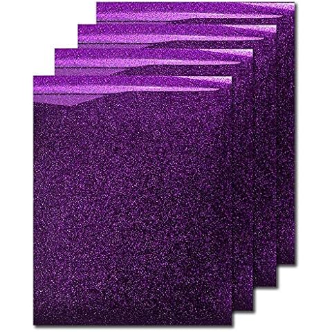 MiPremium Purple Glitter Heat Transfer Vinyl HTV, Glitter Iron On Vinyl (Pack of 4 Sheets), for T Shirts Sports Clothing, Garments & Fabrics, Easy to Cut Press & Apply Purple Glitter Vinyl (Purple) Cover