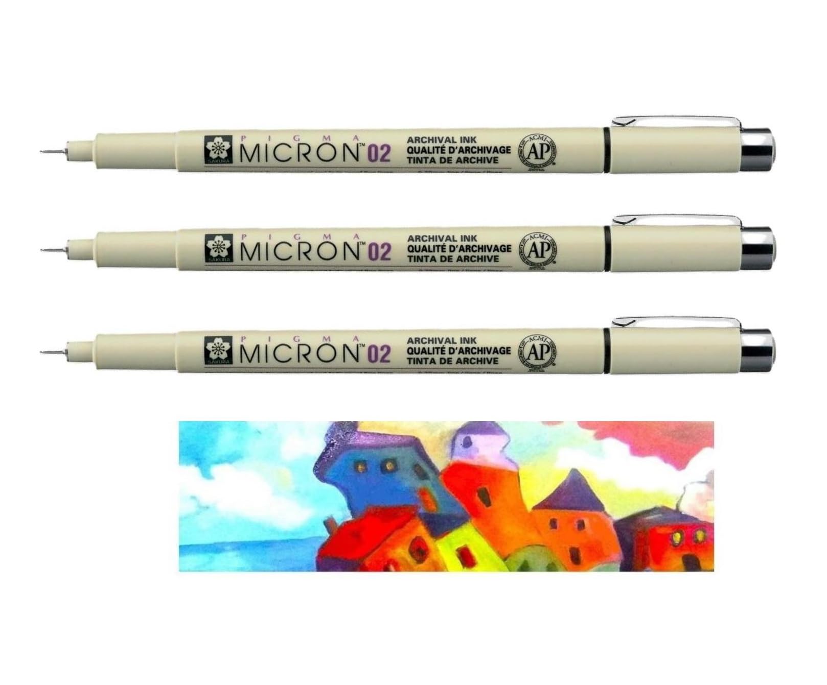 Pigma MICRON Sakura 02 czarny. 3 szt. i 1 karta