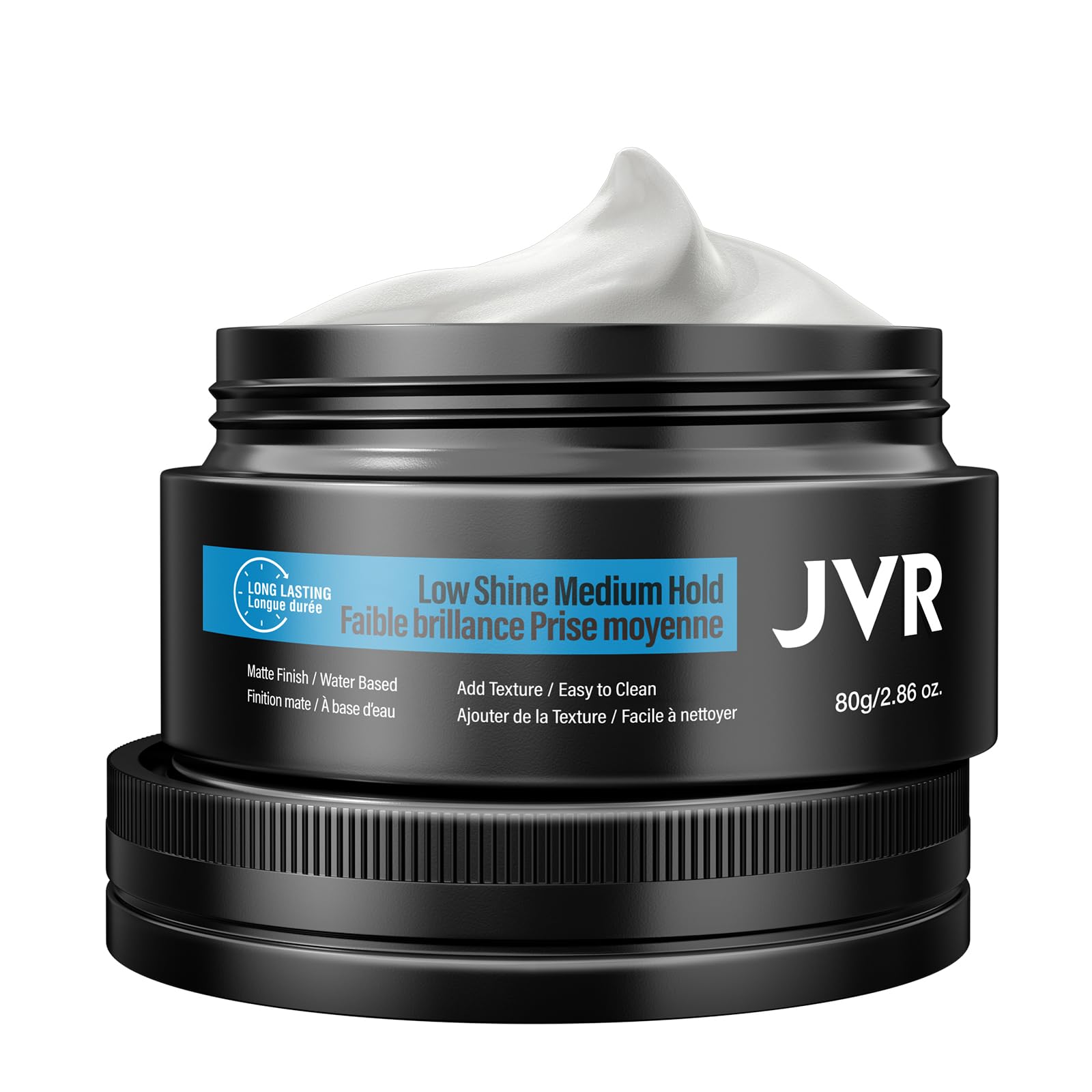 JVR Hair Clay for Men and Women, Medium Hold Matte Finish Hair Clay, Texturizing Clay Hair Product Men with Organic Ingredients, Easy To Wash Out, For All Hairstyles Cream (2.86 oz)