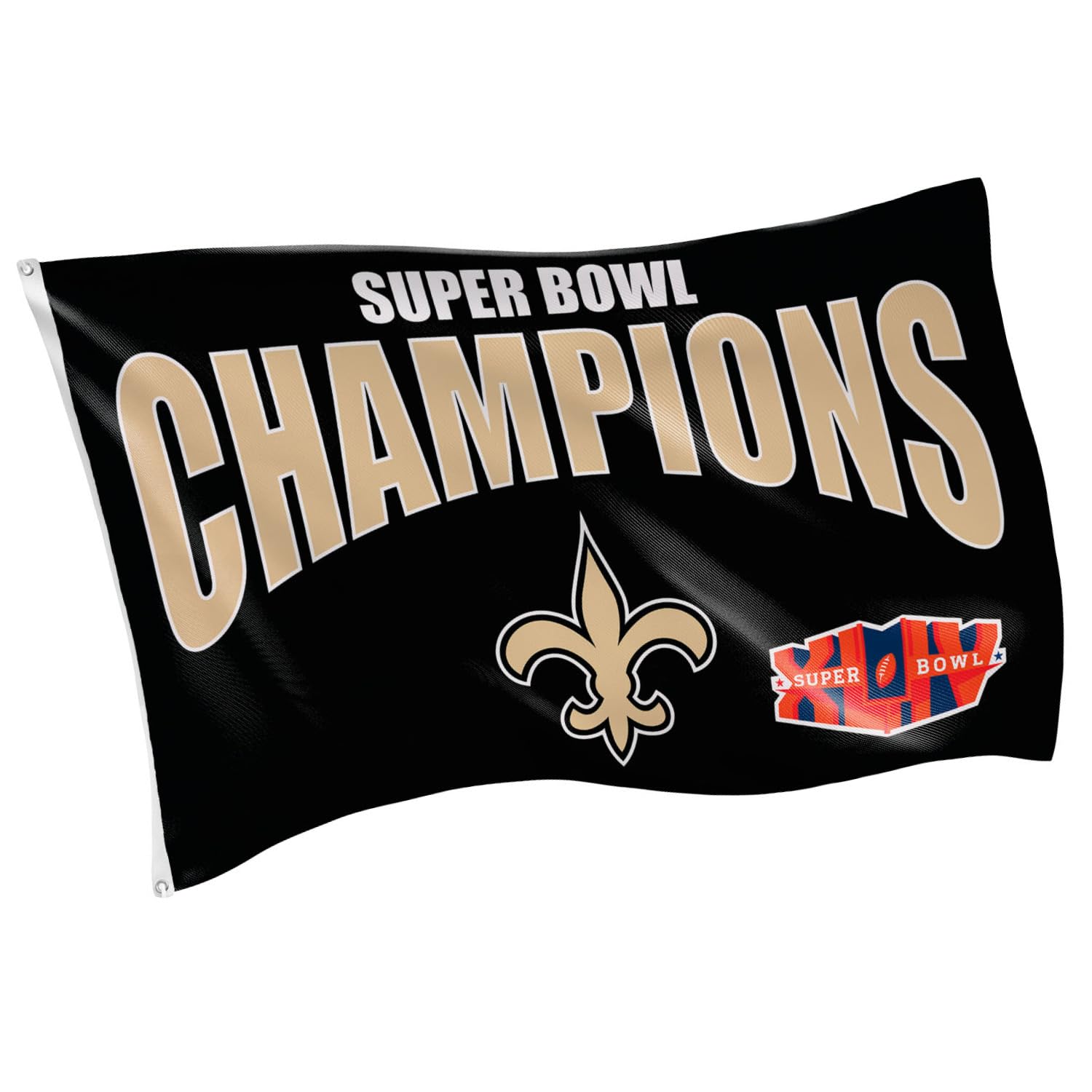 Team Sports America NFL New Orleans Saints Multi-Win Superbowl Champions 3x5 Flag for Outside with Grommets | Outdoor & Indoor | Heavy Duty Flag & Banner | Works with Flag Pole for Outside House