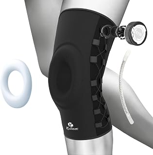 Kuangmi Knob Knee Brace, Knee Compression Sleeve with Patella Gel Pad & Side Stabilizers, Support for Sports, Workout, Pain Relief, Arthritis, Meniscus Tear(Left,X-Large,Single)