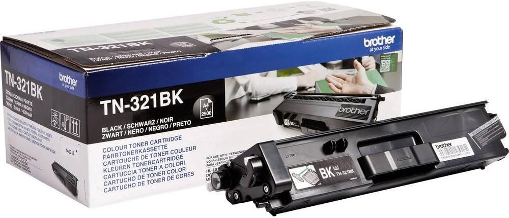 TN-321BK Toner Cartridge, Black, Single Pack, Standard Yield, Includes 1 x Toner Cartridge, Brother Genuine Supplies