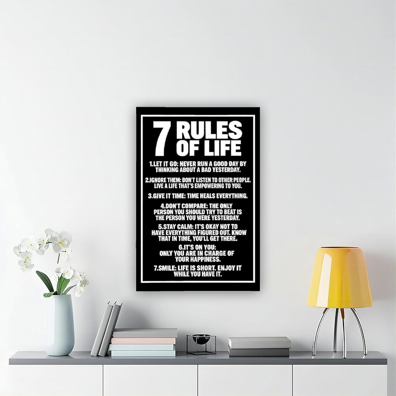 GXUAN Motivational Wall Decor 7 Rules of Life Inspirational Black And White Wall Poster for Office Canvas Poster Wall Art for Living Room Bedroom Decor Unframe 12x18inch - Image 6