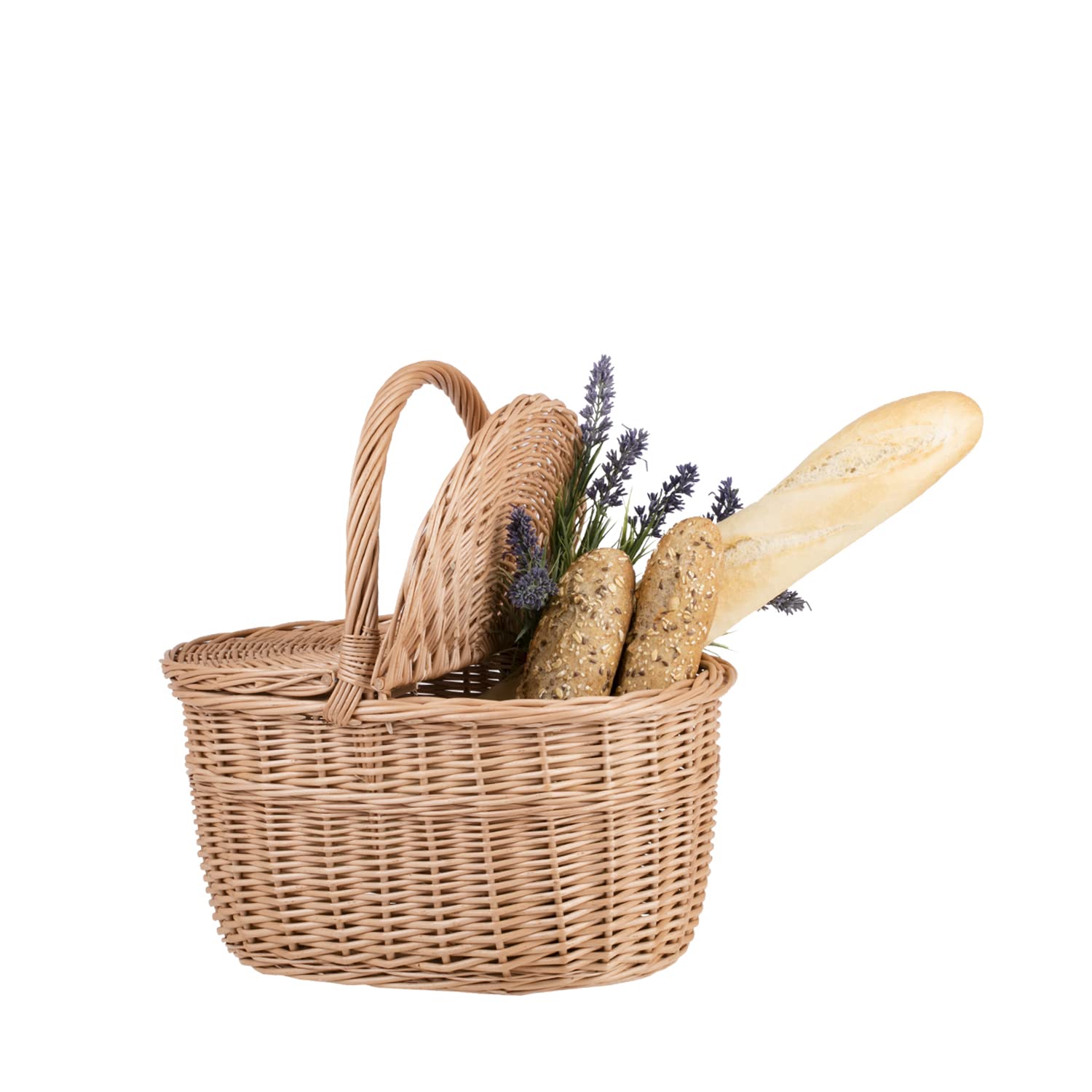 e-wicker24 Panier Pique-Nique en Osier Naturel 3 Tons, Panier en Osier, Panier Cadeau, Panier de Courses au supermarché, (42x32 H24/40, Naturel)