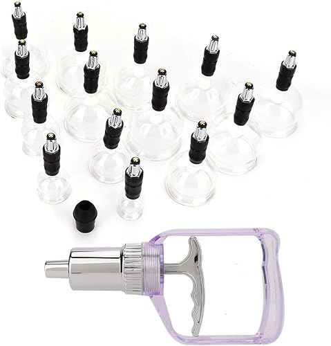 Miniatura 4 de Juego de ventosas, 14 ventosas de aire al vacío con mango de bombeo, vasos profesionales de ventosas al vacío, juego de ventosas anticelulíticas,