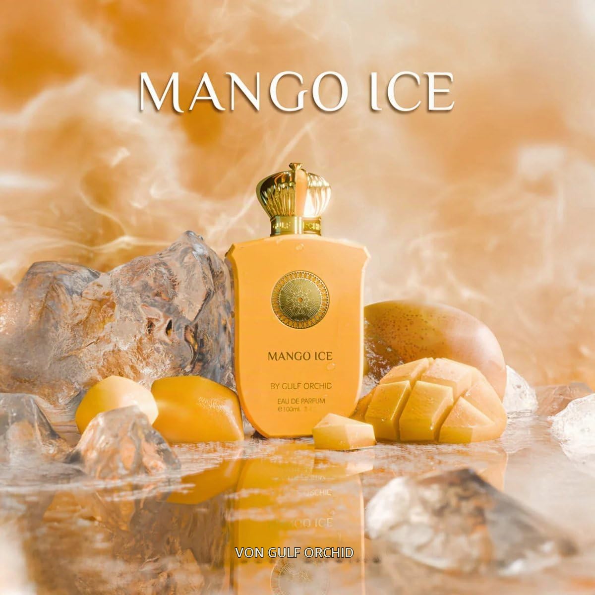 Gulf Orchid Mango Ice Eau de Parfum 100ml – Unisex Parfum für Damen & Herren | Fruchtiger Duft mit Mango, Gember & Vanille | Luxus Duft mit Langer Haltbarkeit Mit Kajal Sticker