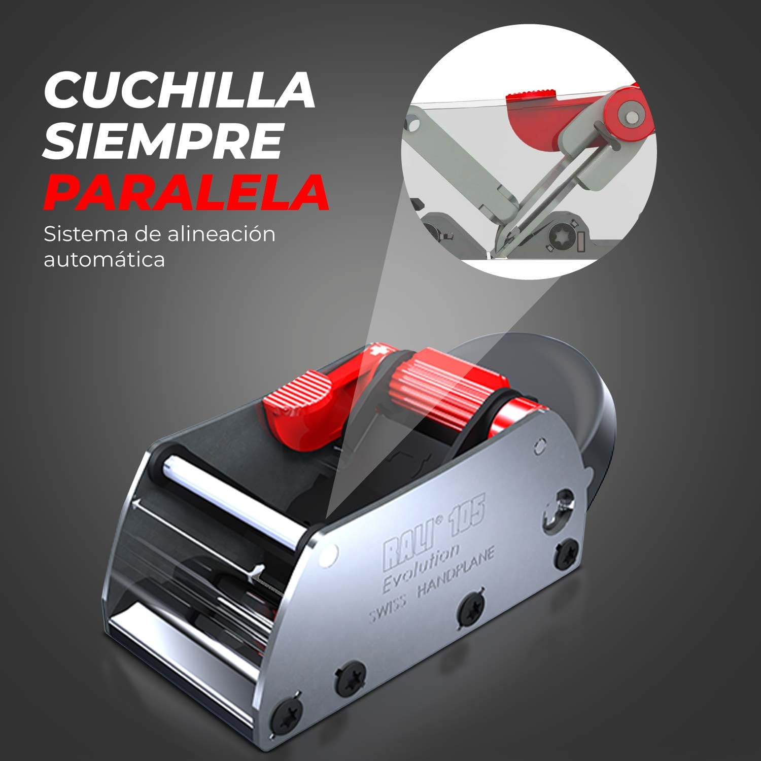 RALI 105 EVOLUTION N: Cepillo de palma sin afilado con 4 cuchillas reversibles | Cepillo manual para carpinteros | Ajustes fáciles de la profundidad de corte y del contrahierro | Siempre operativo
