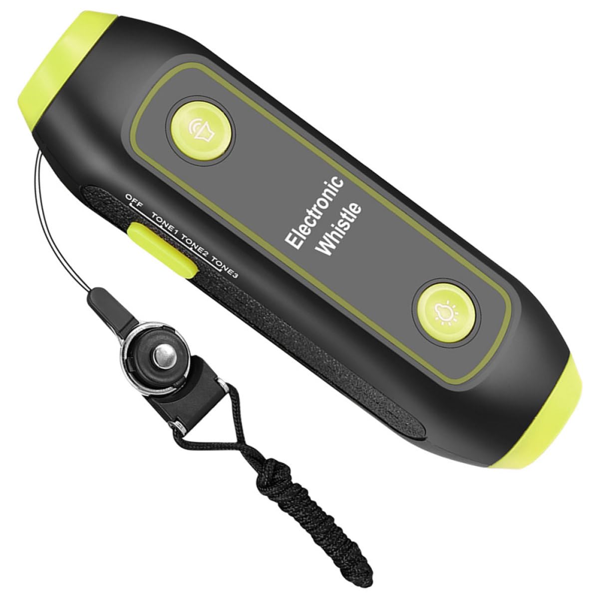 Hemobllo Fischietto Elettronico Verde con Torcia, 3 Toni, Laccetto | Abs con Componenti Elettronici e Magnete, per Allenatori e Marina, Uso Gare e Guide Traffico