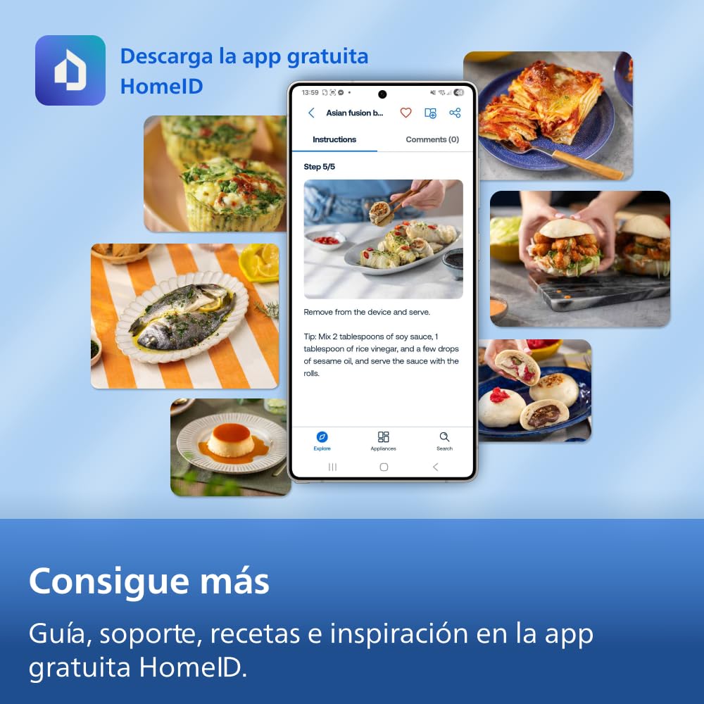 Philips Dual Basket Airfryer Serie 1000-7,1 l de capacidad, tecnología RapidAir, 10 funciones en 1, 90% menos de grasa, diseño compacto, aplicación de recetas HomeID (NA154/00)