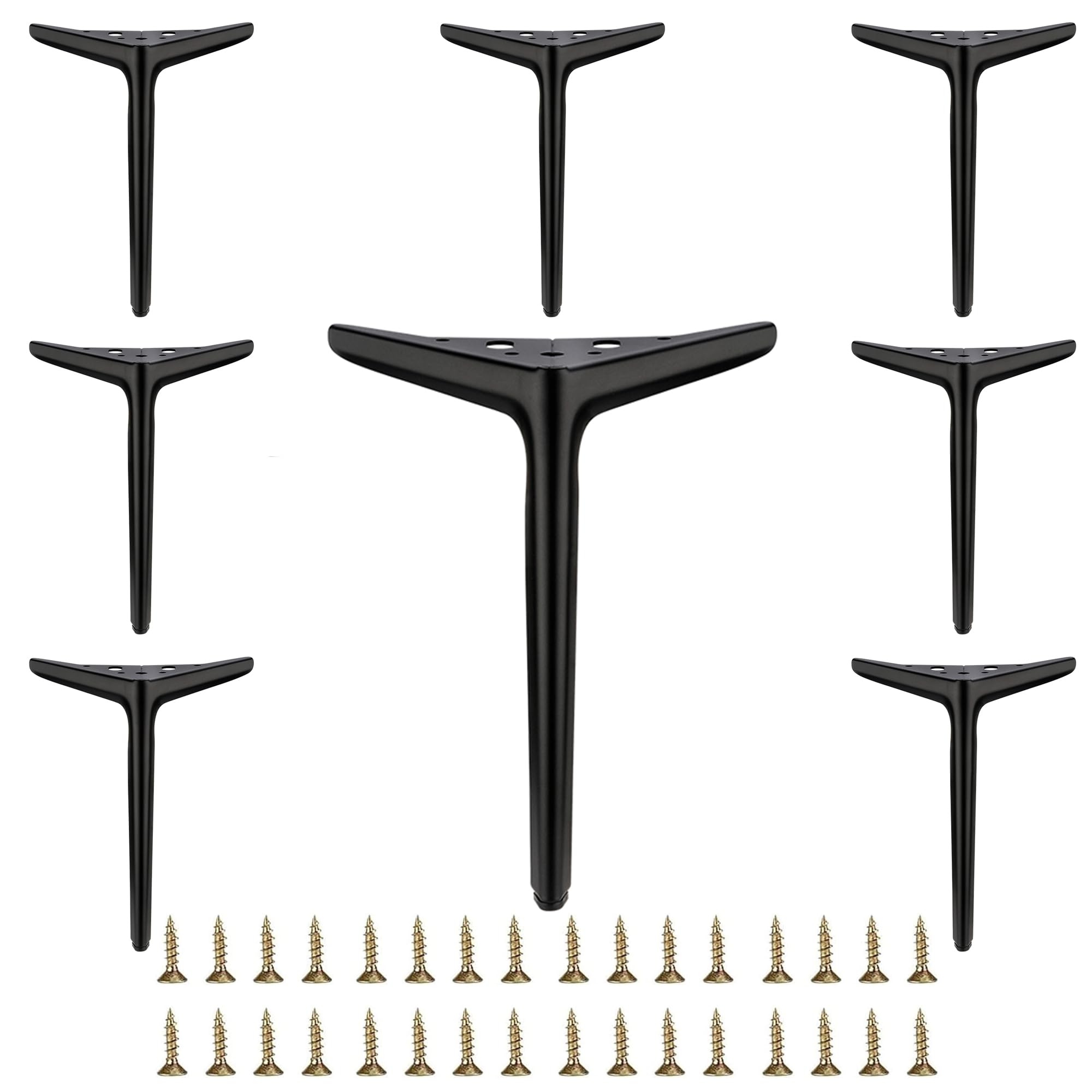 Smaxcn 9 7/8 inch/25cm Matte Black Metal Furniture Legs Set of 8, DIY Replacement for Cabinet Legs, Sofa Legs, Chair Legs