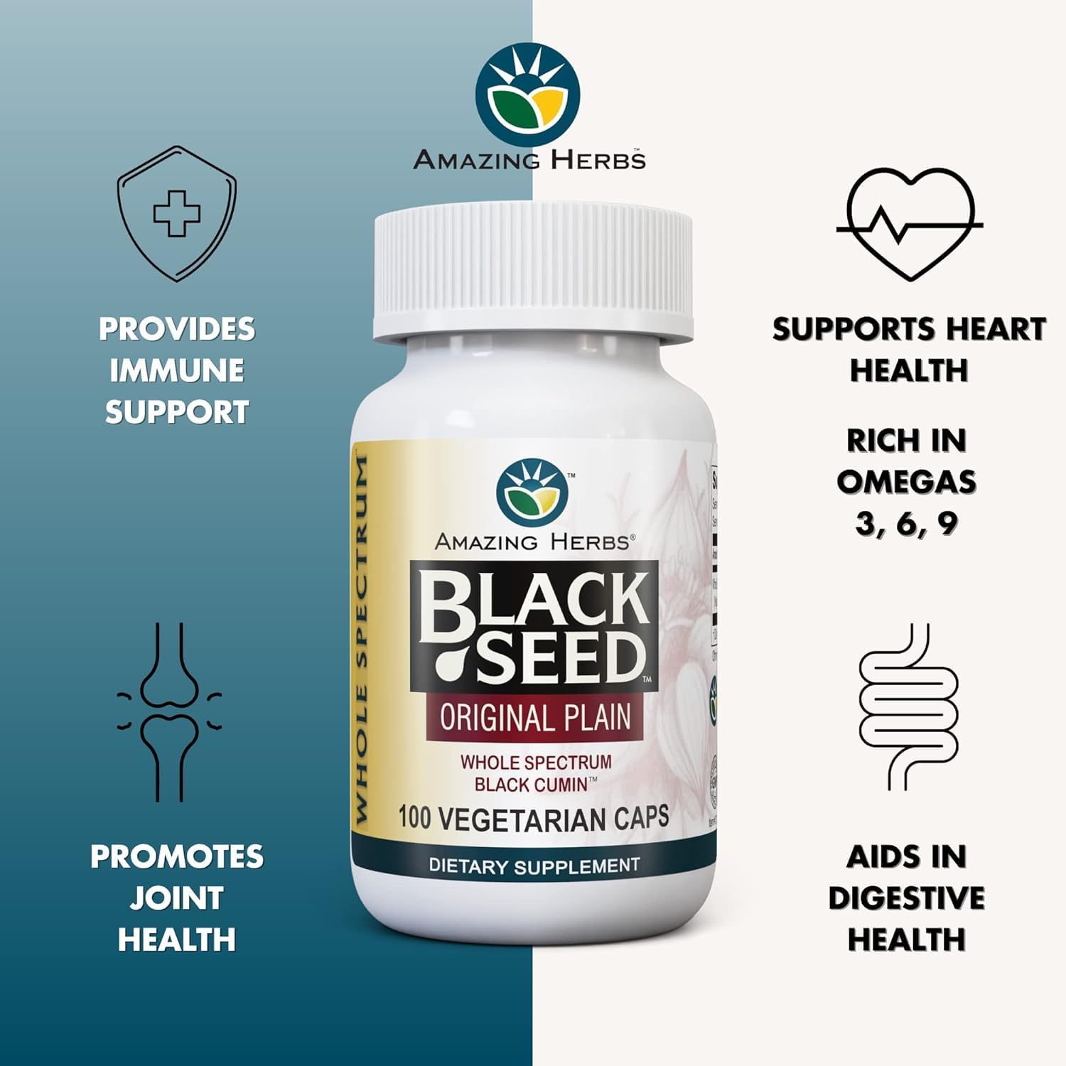 Amazing Herbs Whole Spectrum Black Seed Oil Capsules - 100 Count, 475mg — Amazon image 3