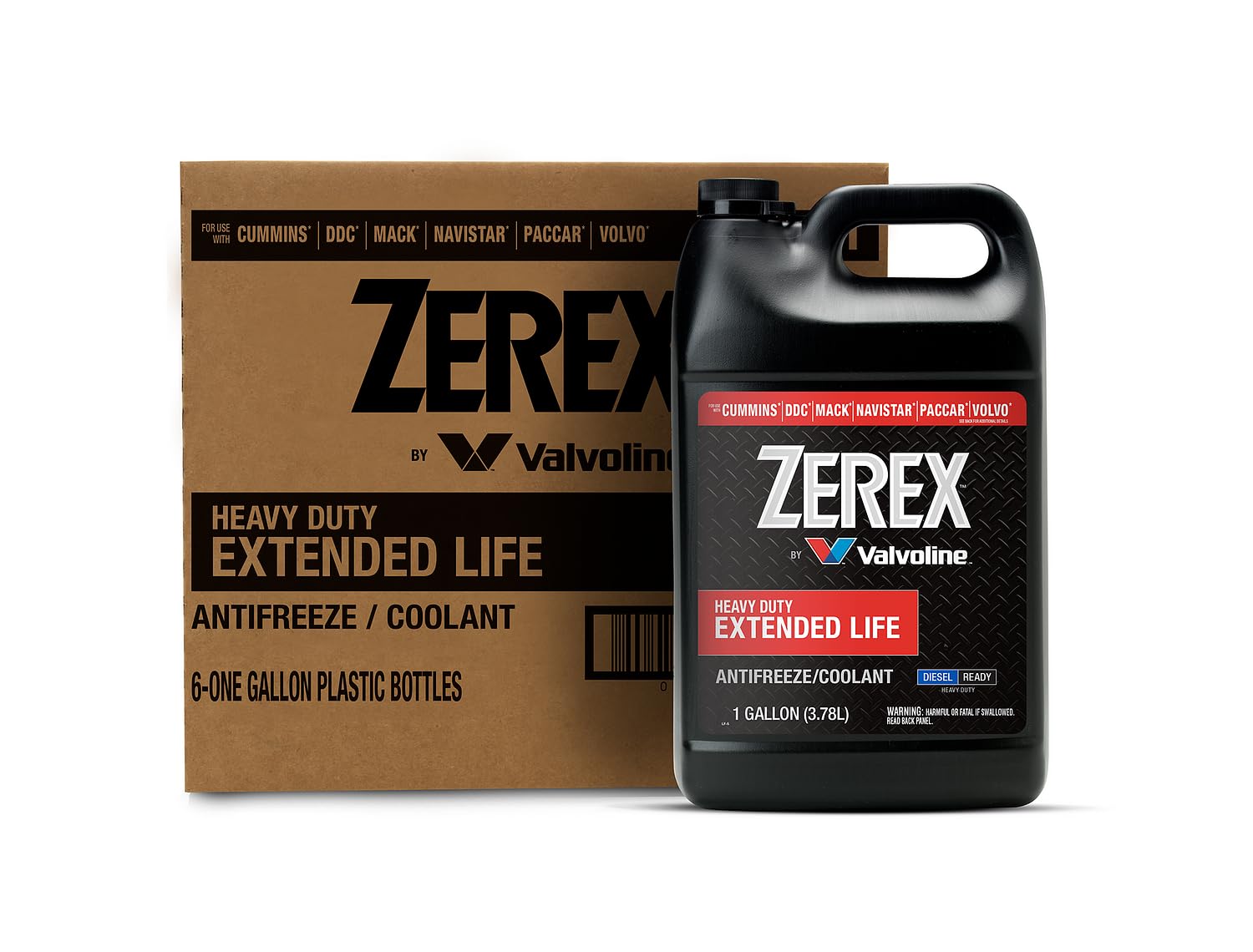 Zerex Extended Life Red Heavy Duty (HD) Concentrate Antifreeze/Coolant 1 GA, Case of 6