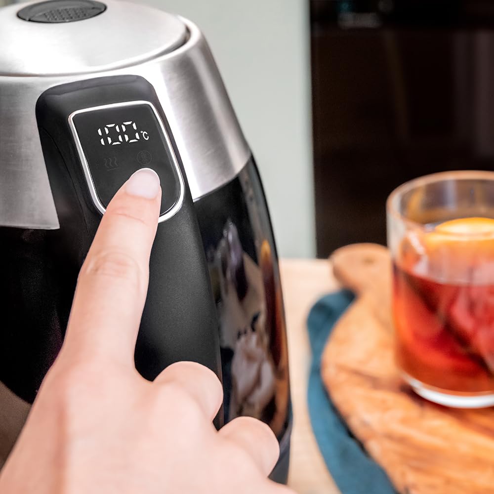 Cecotec Bollitore Elettrico con Schermo Digitale ThermoSense 400 VisionLight. Capacità 1,7 Litri, 2200 W, Interno in Vetro e Acciaio Inox, Schermo Touch, 7 Livelli di Temperatura, Base Girevole a 360º